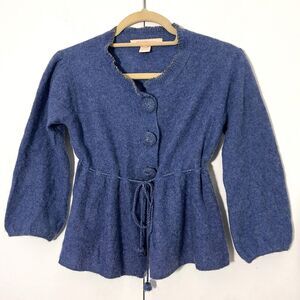 Charlotte Ronson Cardigan Sweater Womens S Blue Cashmere Belted Boho Cottagecore